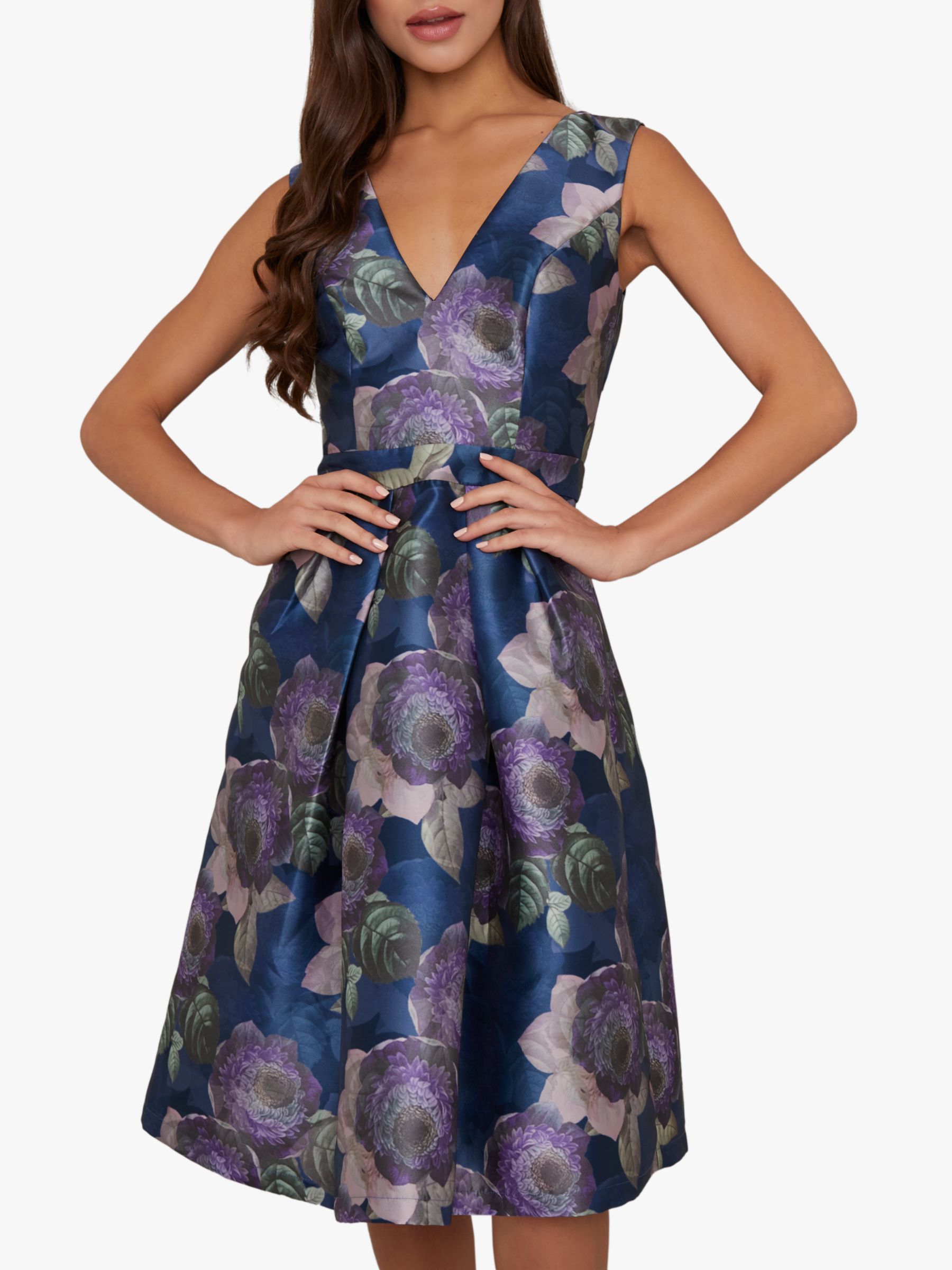Buy Chi Chi London James Floral Dress, Navy, 8 Online at johnlewis.com