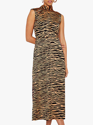 Warehouse Tiger High Neck Dress, Zebra