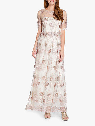 Adrianna Papell Long Embroidered Dress, Quartz