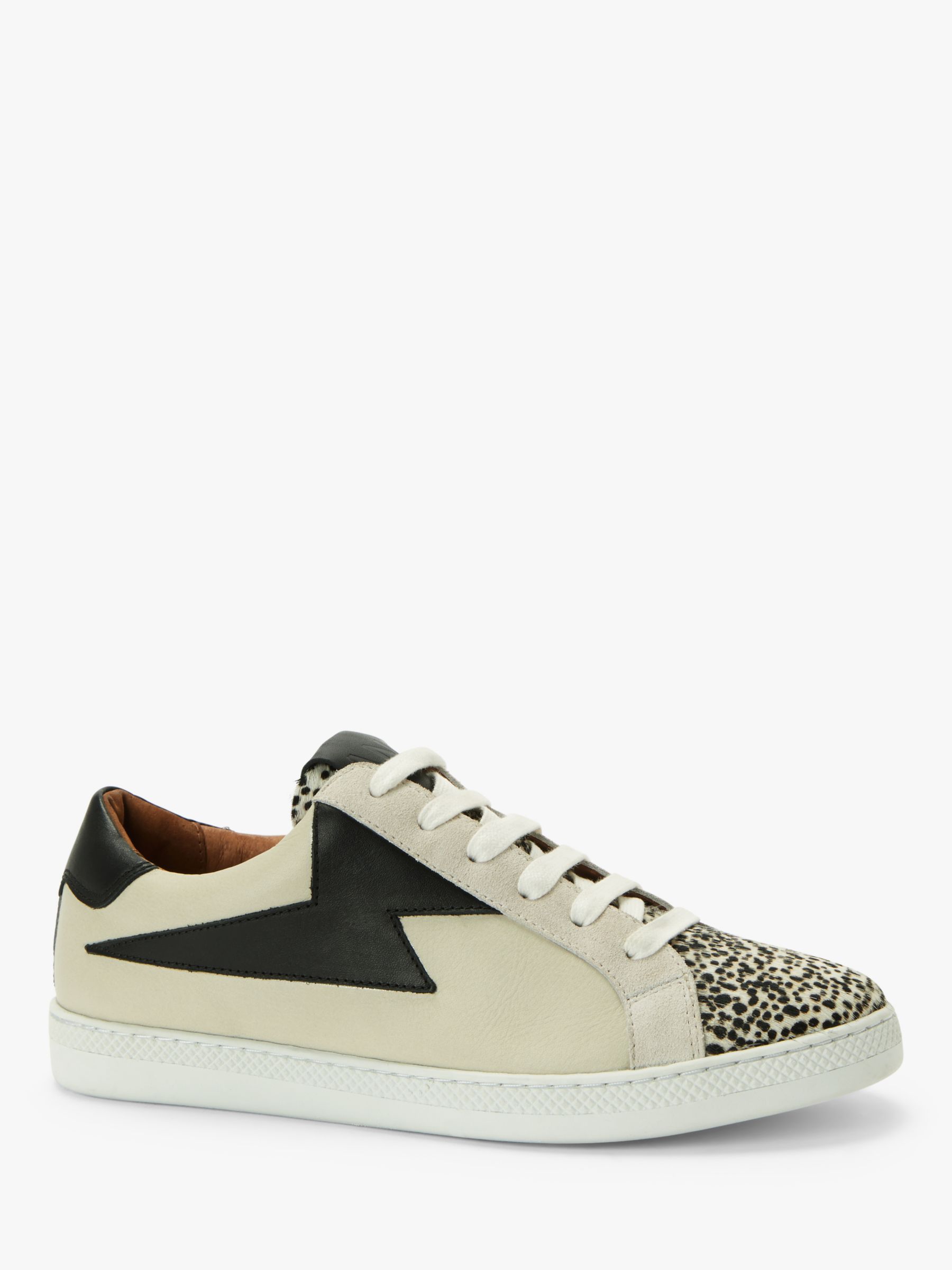 AND/OR Etty Zig Zag Mix Leather Trainers, Beige