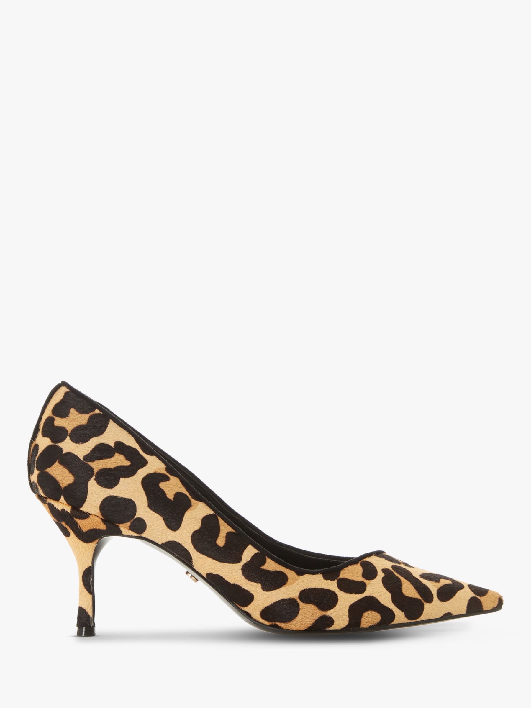 Dune Andres Leather Stiletto Heel Court Shoes, Leopard 3