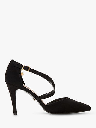 Dune Clancy Suede Cross Strap Pointed Toe Court Shoes