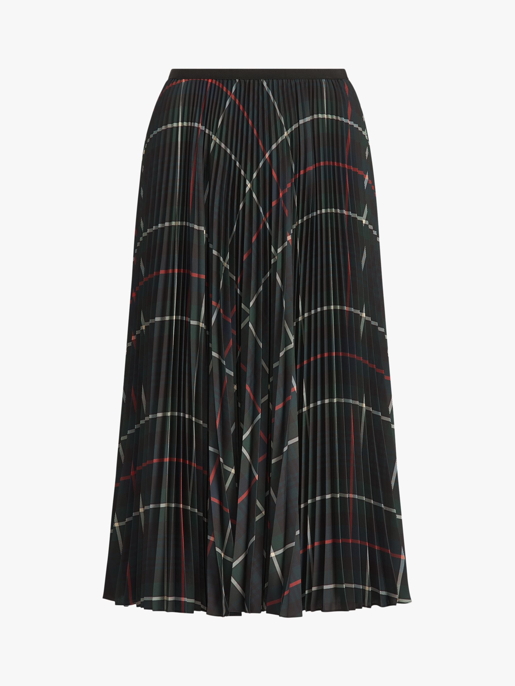 Polo Ralph Lauren Pleated Midi Skirt, Green Tartan, XS