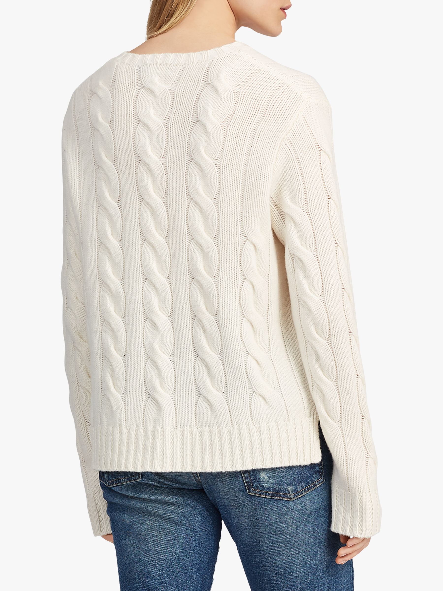 Polo Ralph Lauren Cable Knit Jumper, Cream, XS