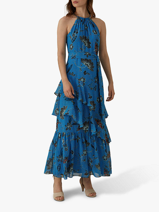 Karen Millen Floral Maxi Dress, Blue