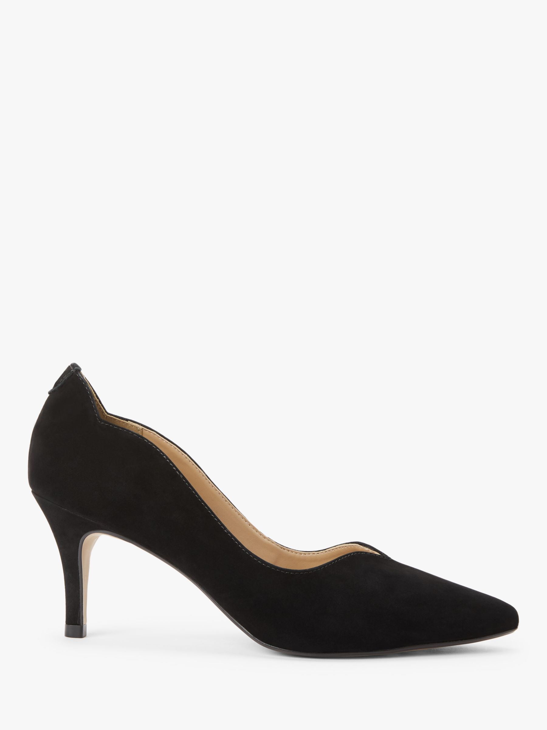 John Lewis & Partners Allina Scalloped Stiletto Heel Court Shoes, Black