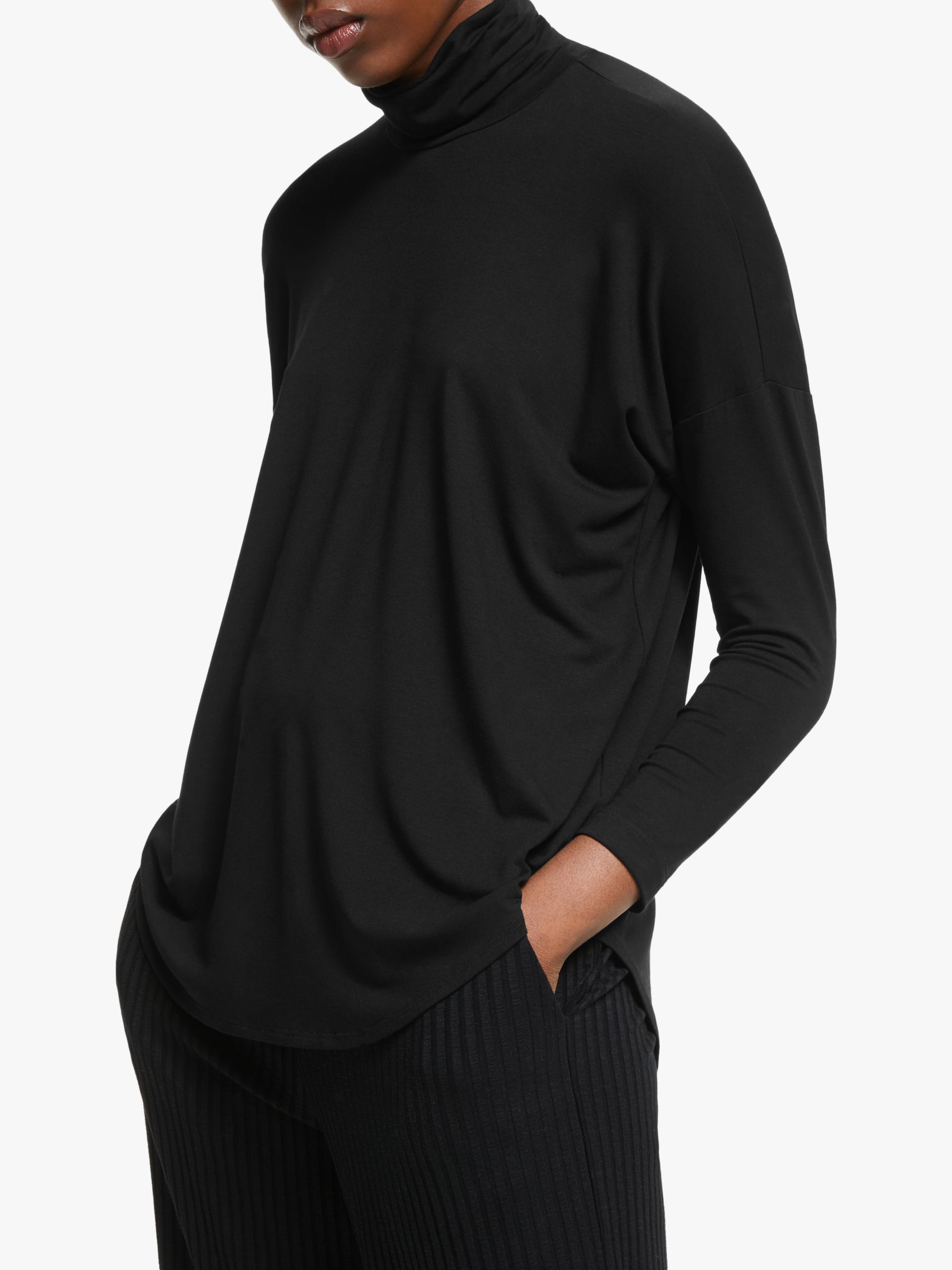 EILEEN FISHER Scrunch Neck Top, Black