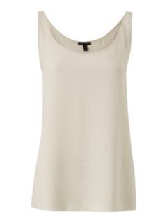 EILEEN FISHER Scoop Neck Silk Tank Top, Bone, XS