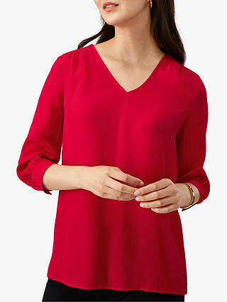 Pure Collection V-Neck Top, Scarlet