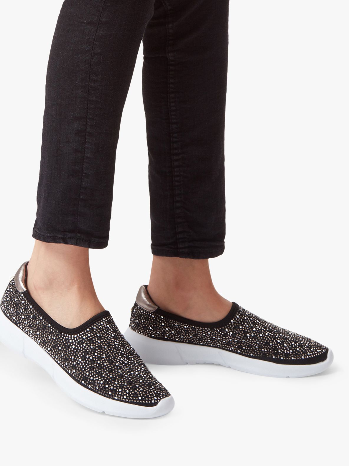 Carvela Comfort Carla Gem Embellished Slip On Trainers, Black