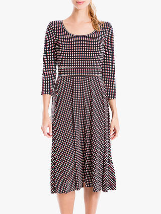 Max Studio 3/4 Sleeve Spot Print Jersey Dress, Black/Terracotta