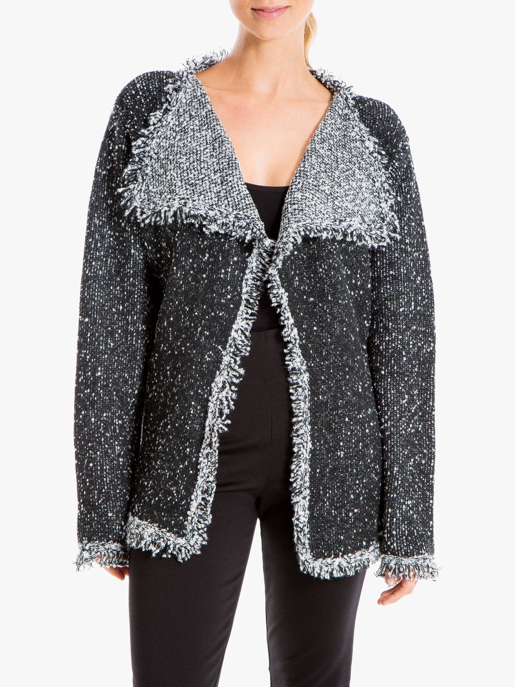 Max Studio Fringe Tweed Jacket, Charcoal at John Lewis & Partners