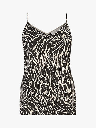 Oasis Tiger Print V-Neck Cami Top, Black/White