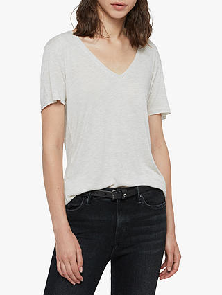 AllSaints Emelyn Shimmer T-Shirt, Stone Marl
