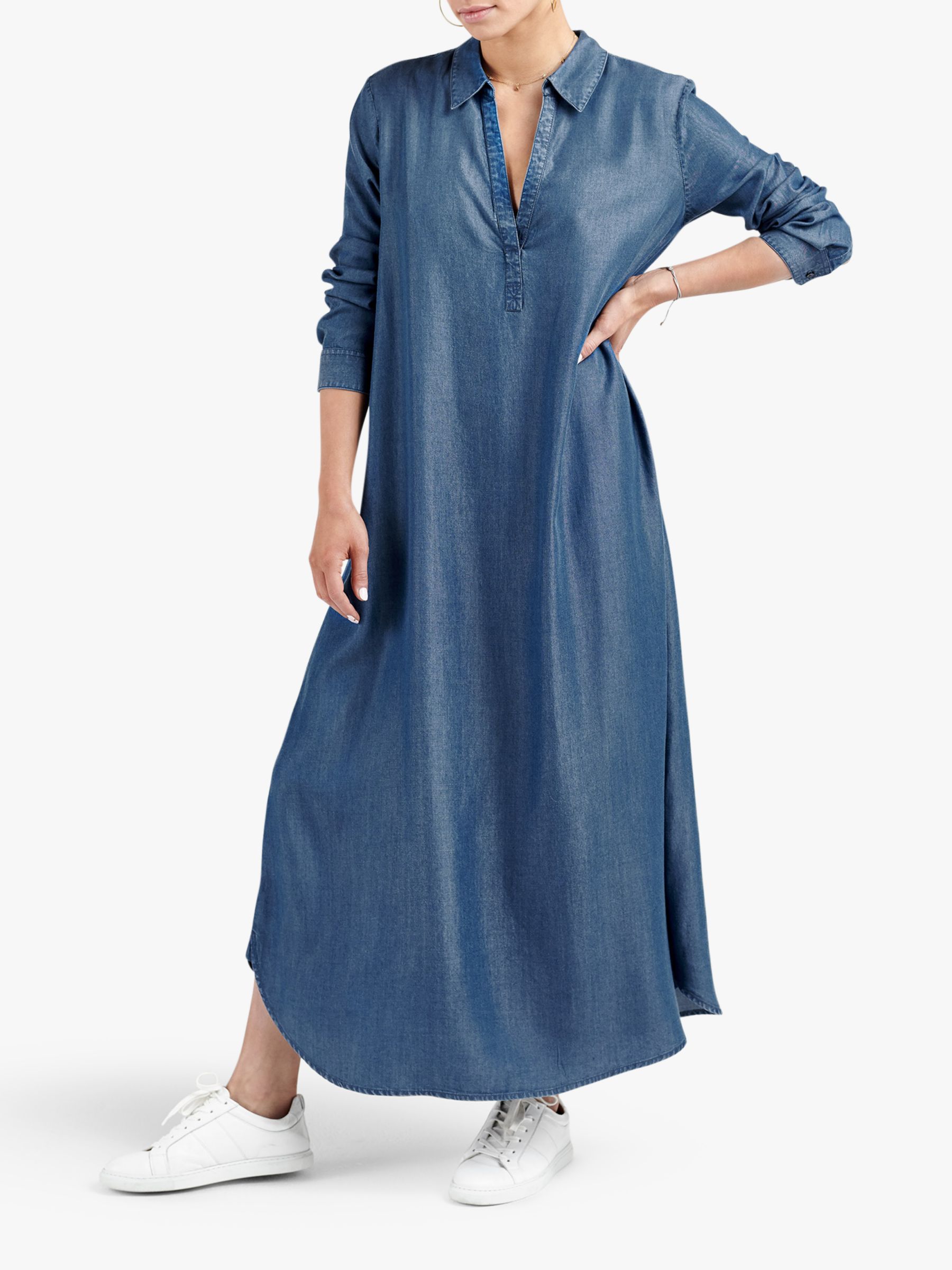 NRBY Chrissie Maxi Shirt Dress, Denim Blue, M