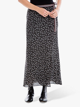 Max Studio Printed Wrap Skirt, Black/Blush