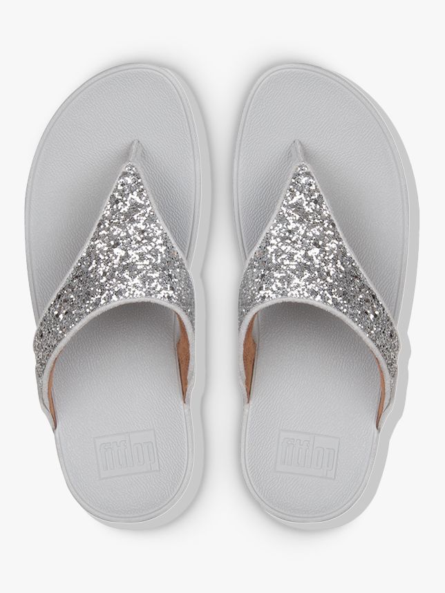 FitFlop Lulu Glitter Flip Flops, Silver at John Lewis & Partners