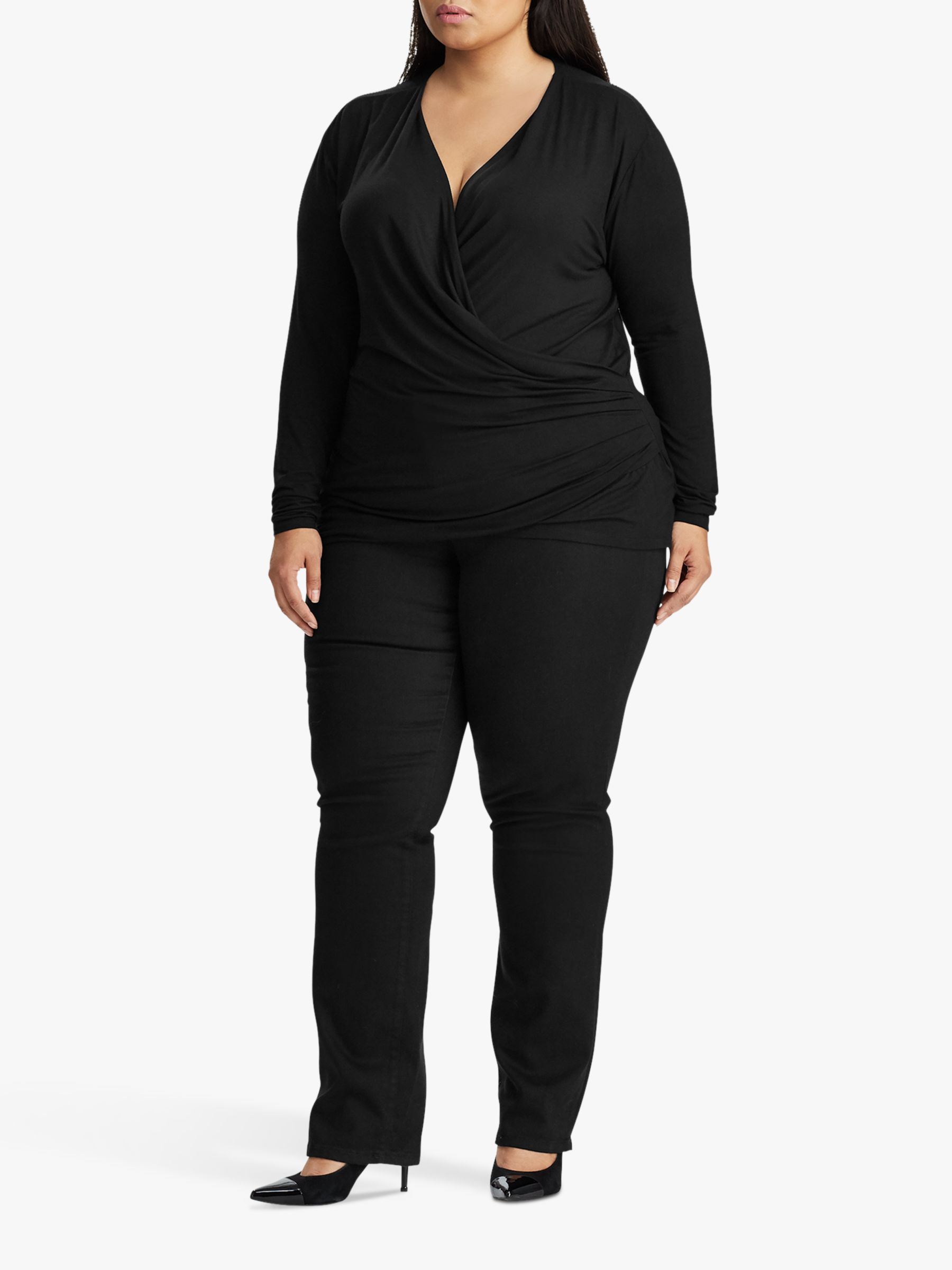 Lauren Ralph Lauren Curve Lailalu Jersey Top, Polo Black