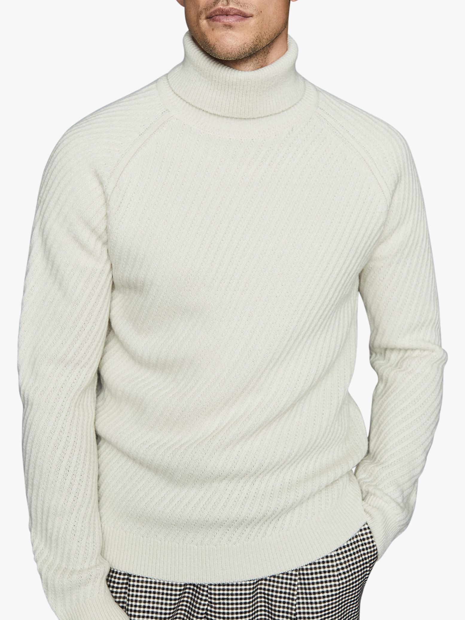 chunky white roll neck jumper