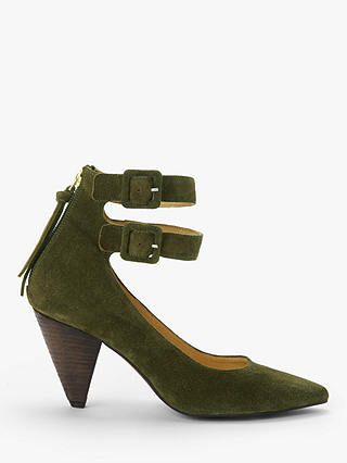 AND/OR Alona Suede Double Buckle Court Shoes, Green