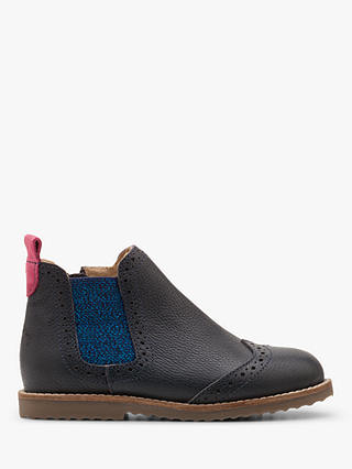 Mini Boden Children's Leather Chelsea Boots, Navy Blue