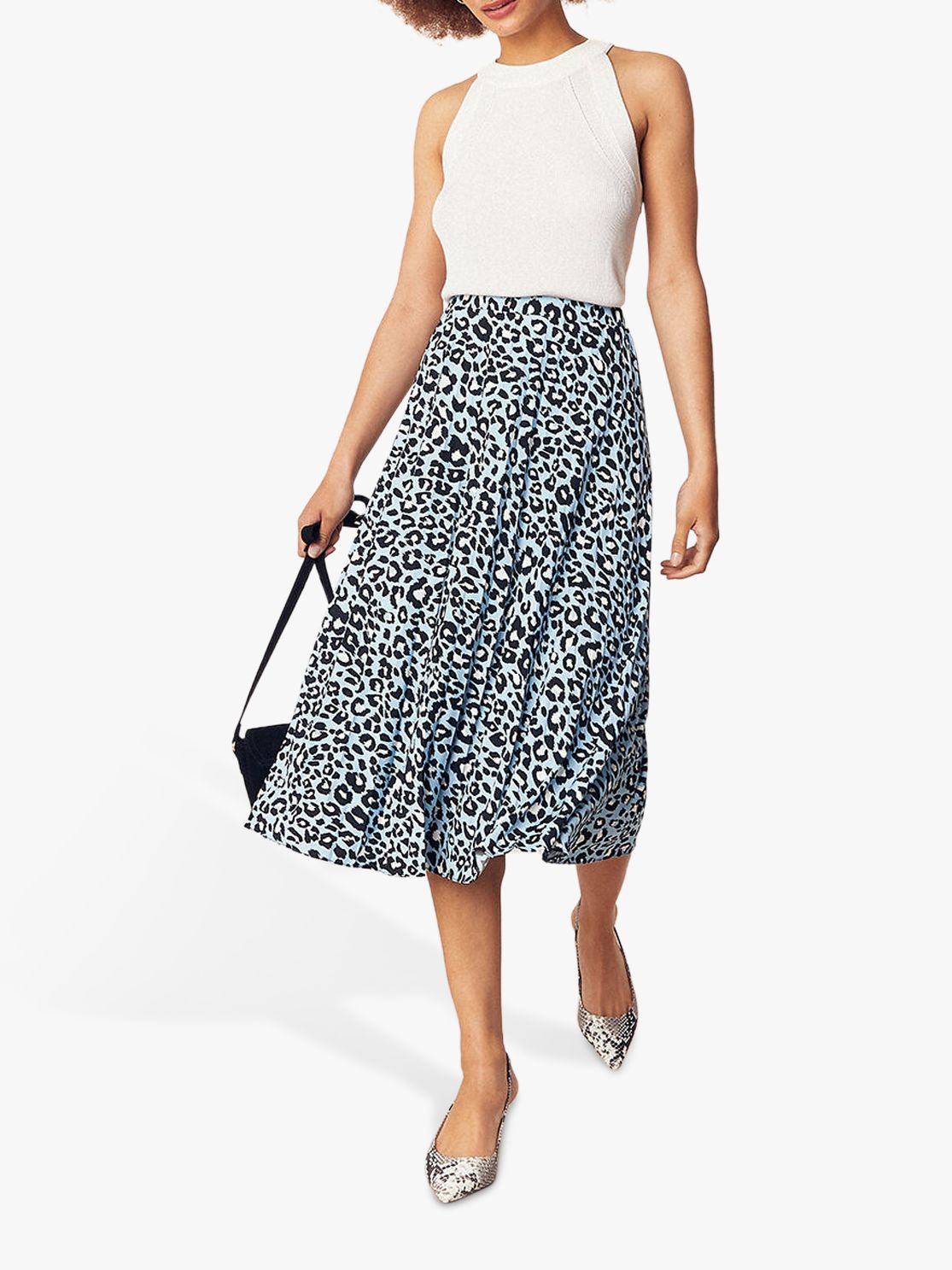 blue animal print skirt