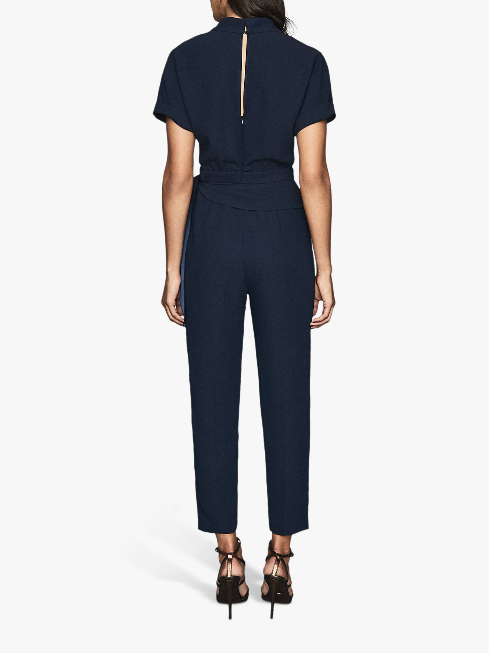Reiss Silva Belted Jumpsuit, Navy at John Lewis & Partners