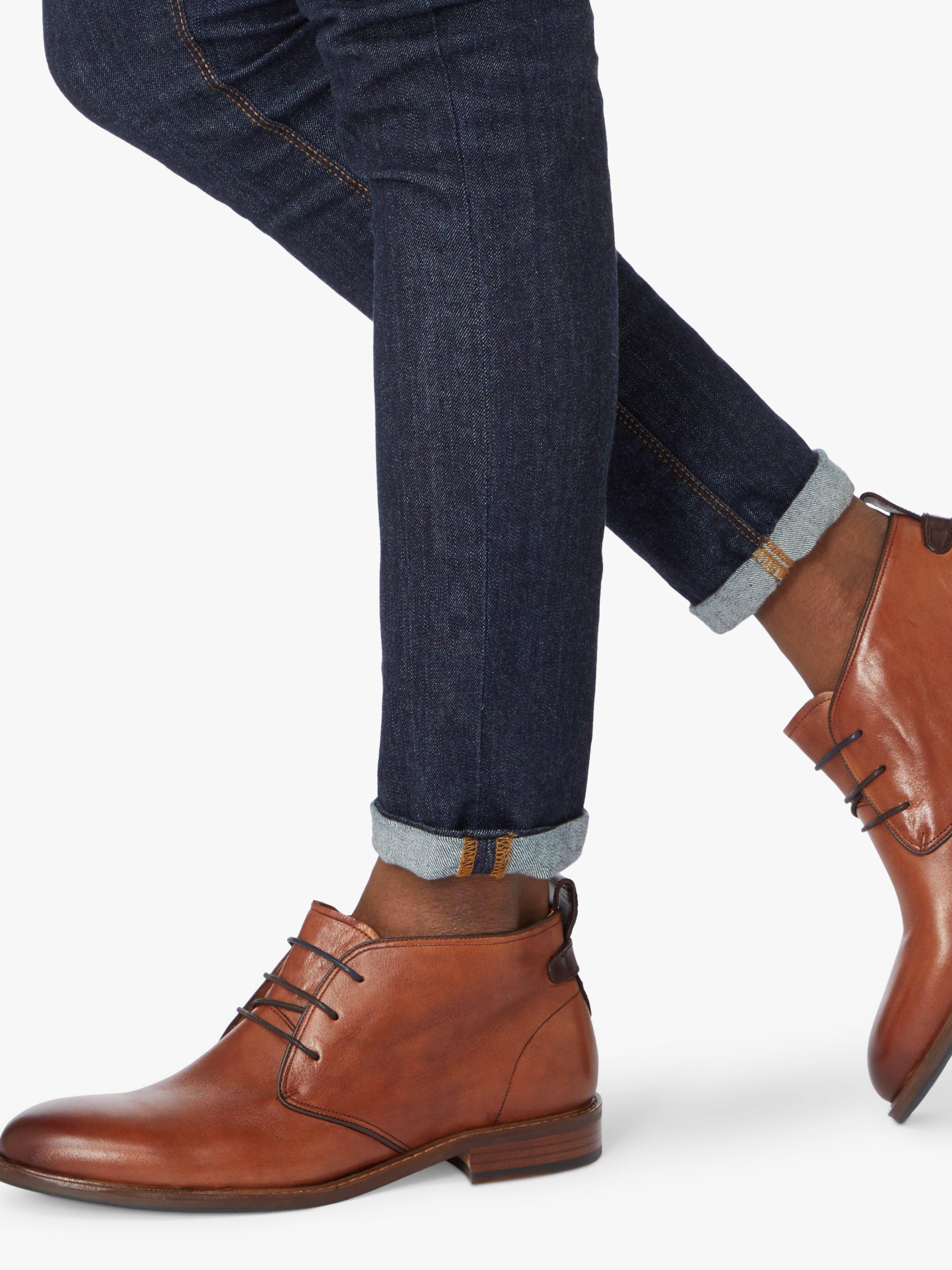 Dune Marching Leather Desert Boots, Tan at John Lewis & Partners