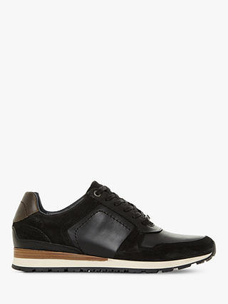 Dune Tenor Leather Lace Up Trainers, Black