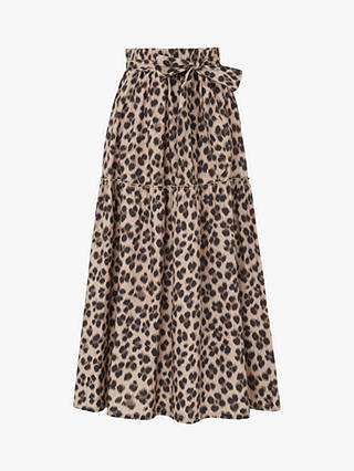 L.K.Bennett Rego Animal Print Tiered Skirt, Leopard