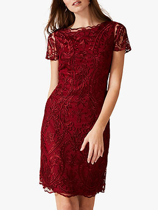 Phase Eight Lizzy Embroidered Dress, Sangria