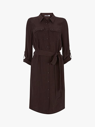 Mint Velvet Utility Shirt Dress, Dark Brown