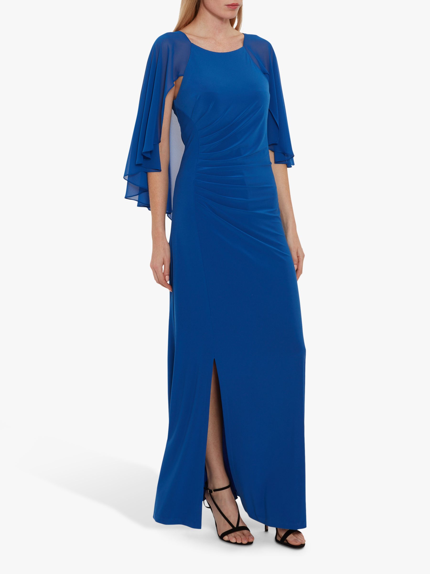 Gina Bacconi Charlotte Jersey Waterfall Sleeve Maxi Dress, Blue at John ...