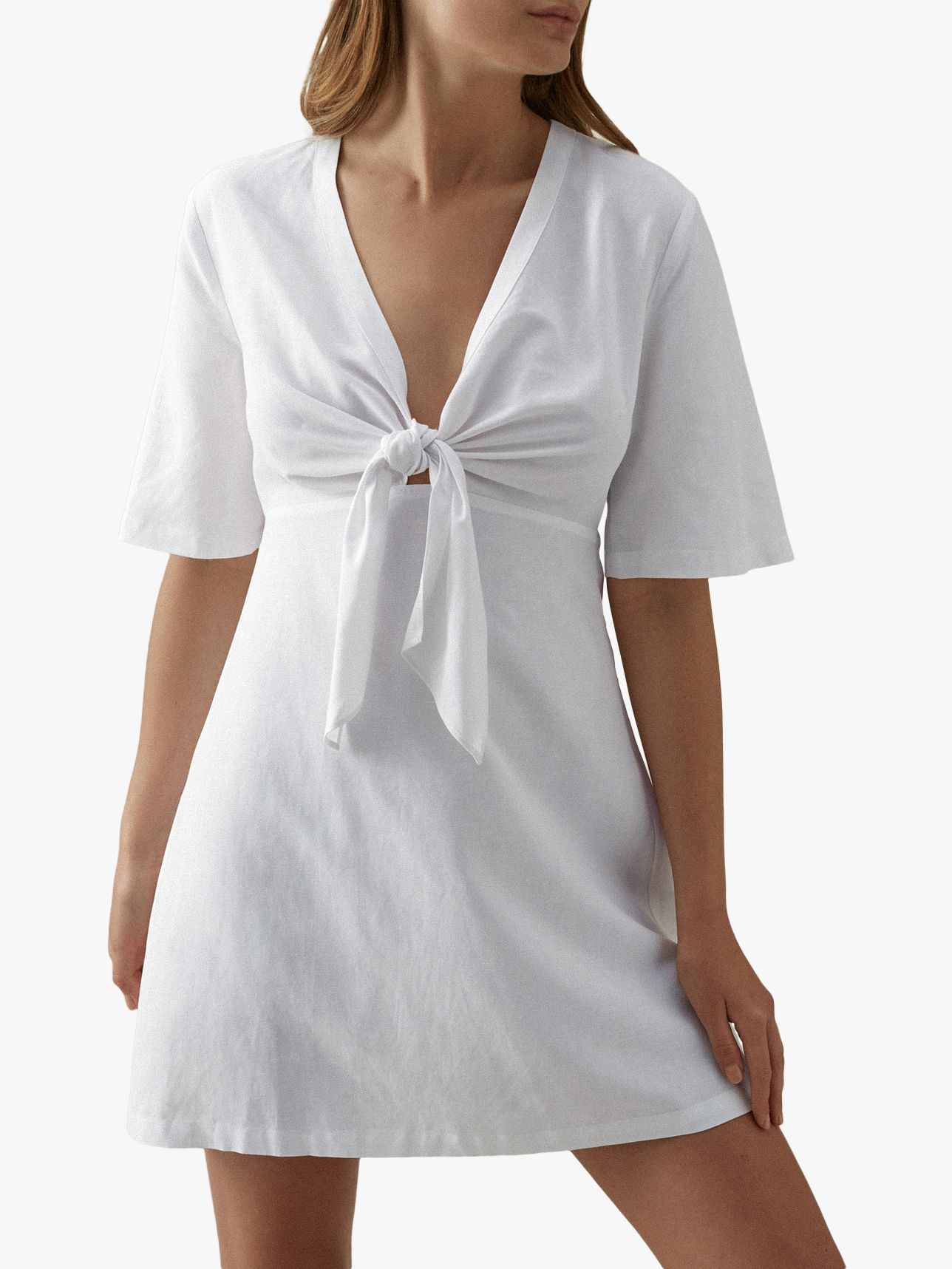 Karen Millen Tie Front Dress, White