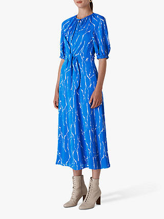 Whistles Monika Twig Print Dress, Blue/Multi