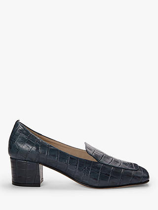 Boden Carina Leather Loafers, Navy Croc