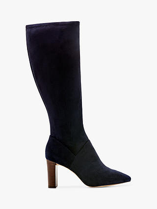 Boden Pointed Stretch Knee High Boots, Navy