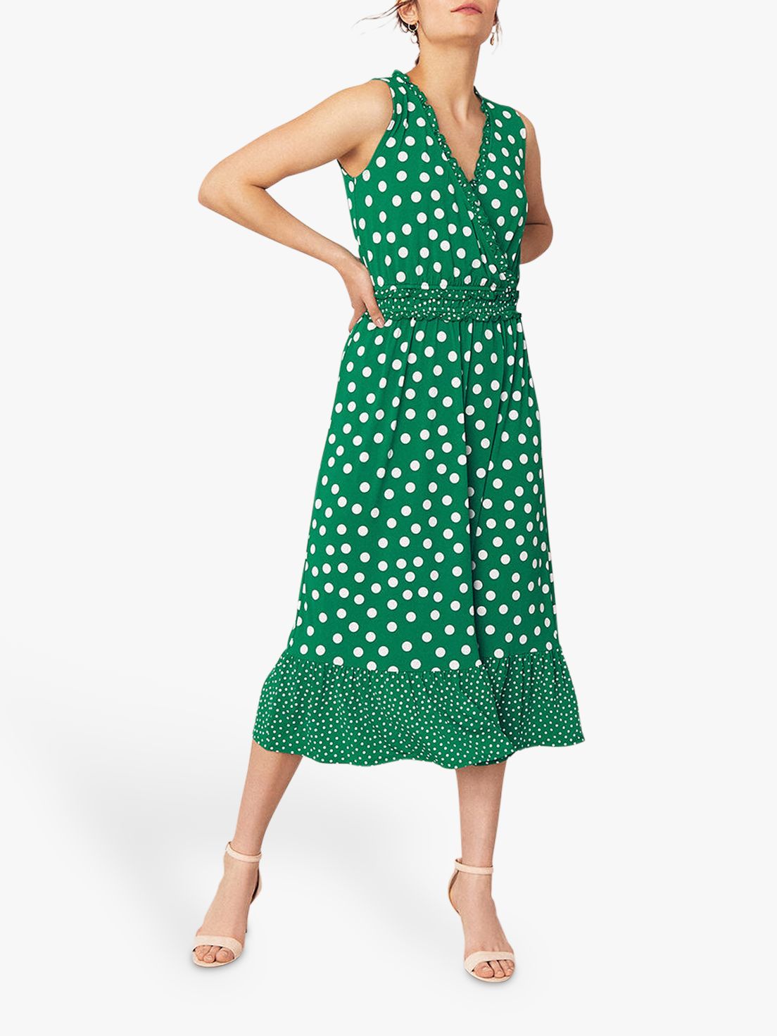 Oasis Spot Tiered Dress, Green