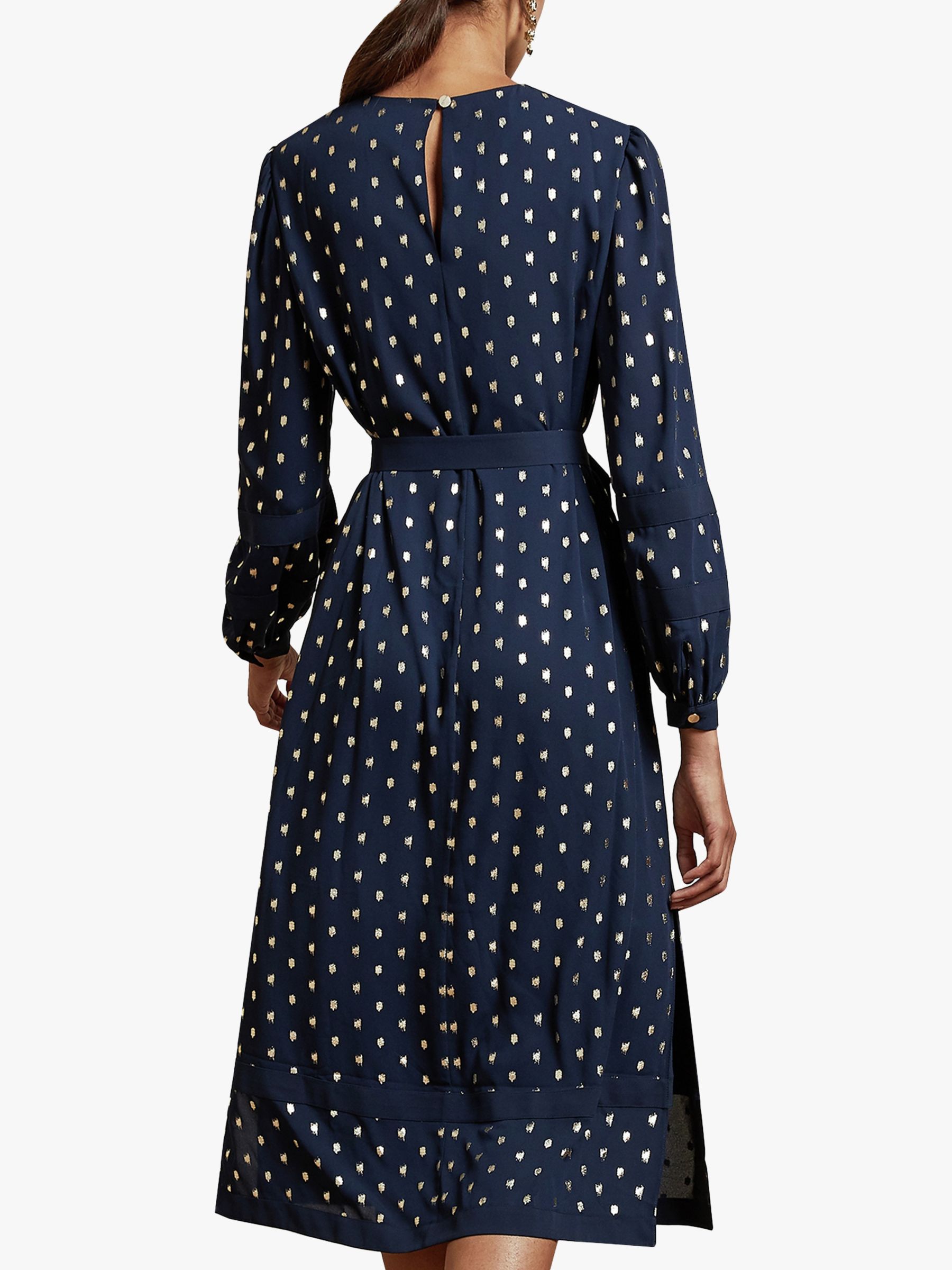 ted baker navy and gold dress