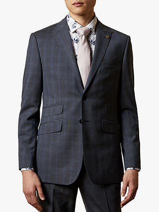 Ted Baker River Wool Check Suit Jacket, Navy