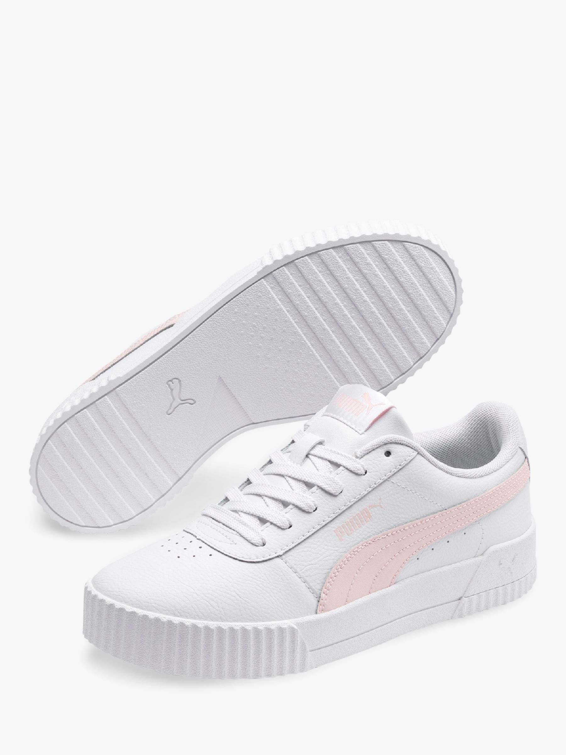 PUMA Carina Leather Women's Trainers, White/Pale Pink at John Lewis ...