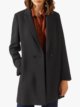 Jigsaw Compact Double Breasted Coat, Black