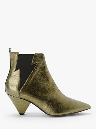 AND/OR Robbin Leather Lightning Bolt Ankle Boots, Gold