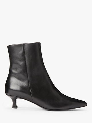 John Lewis & Partners Pierce Kitten Heel Leather Ankle Boots, Black