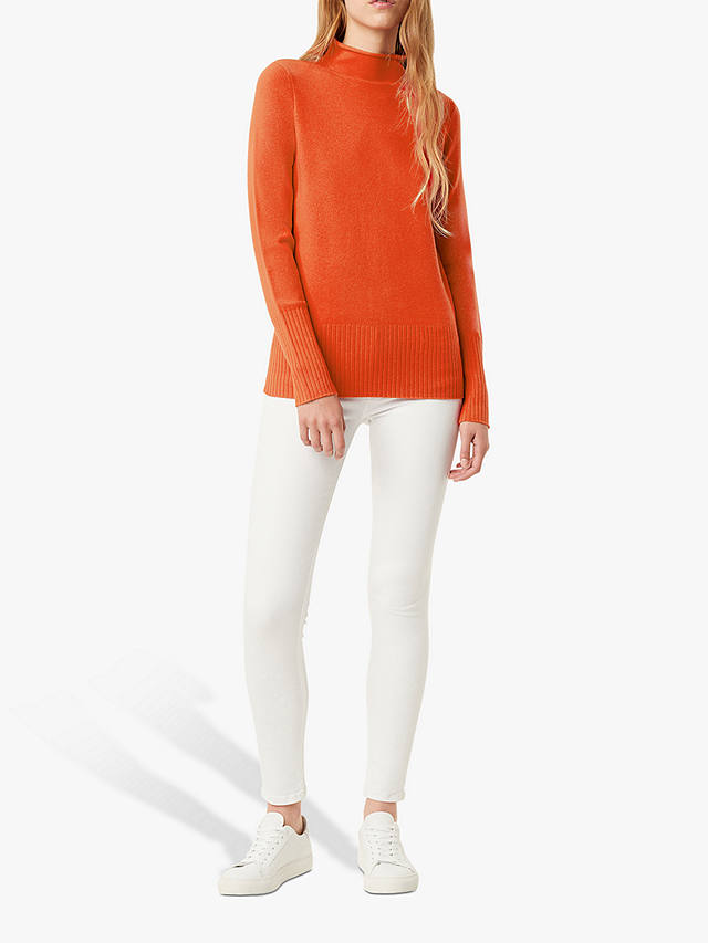 French Connection Roll Neck Jumper, Copper Coin