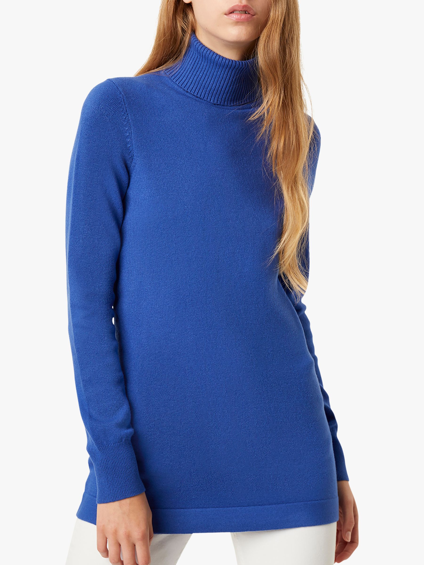 French Connection Slim Fit Turtle Neck Knit Jumper, Fresco Blue at John