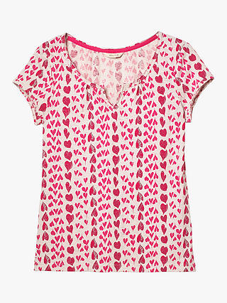 White Stuff Bloom Fairtrade Jersey T-Shirt, Festival Pink Print