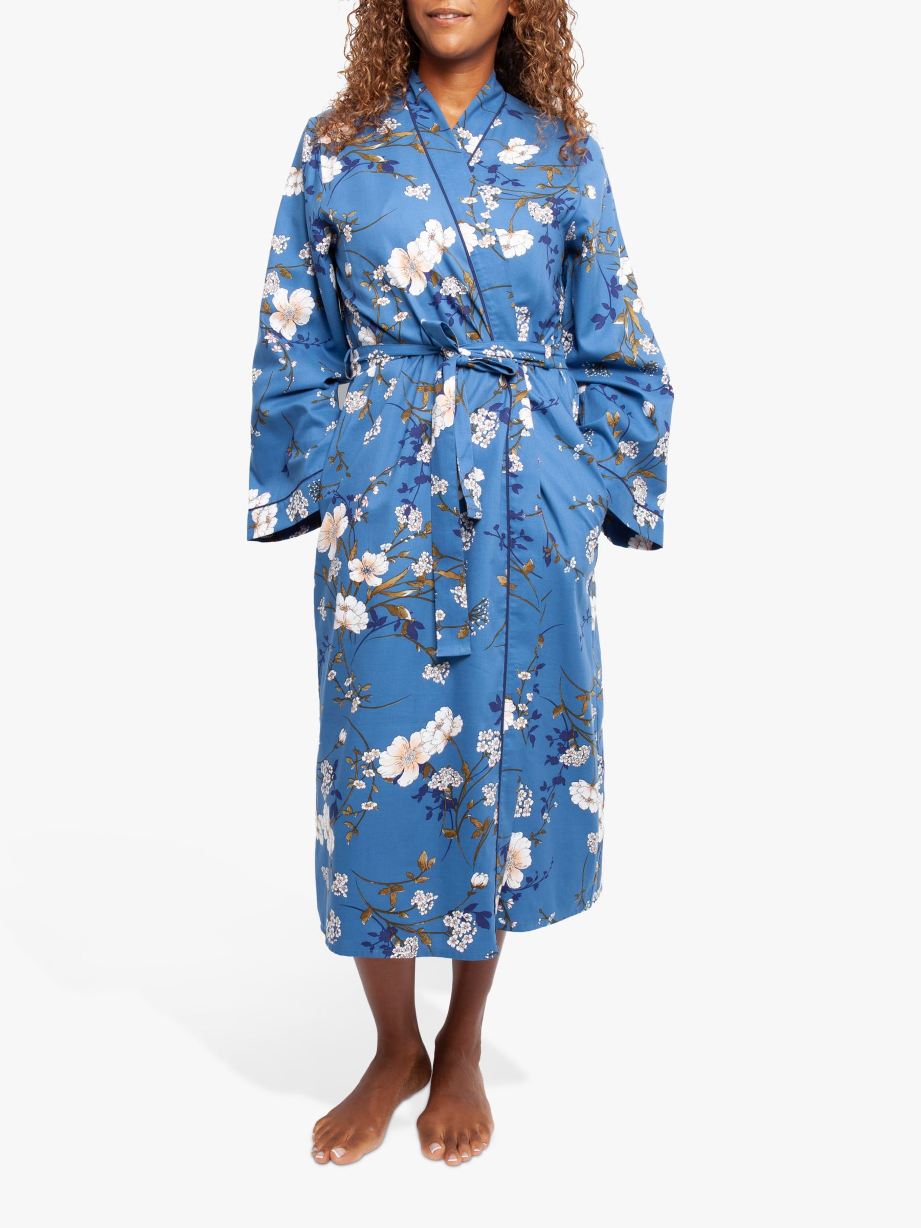 Cyberjammies Heather Floral Print Dressing Gown, Blue