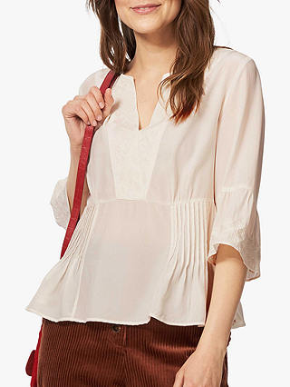 Brora Embroidered Silk Blouse, Ivory