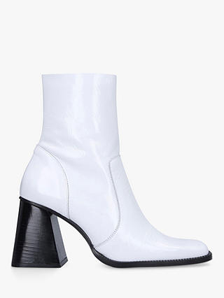 Kurt Geiger London Selma Leather Square Heel Ankle Boots, White